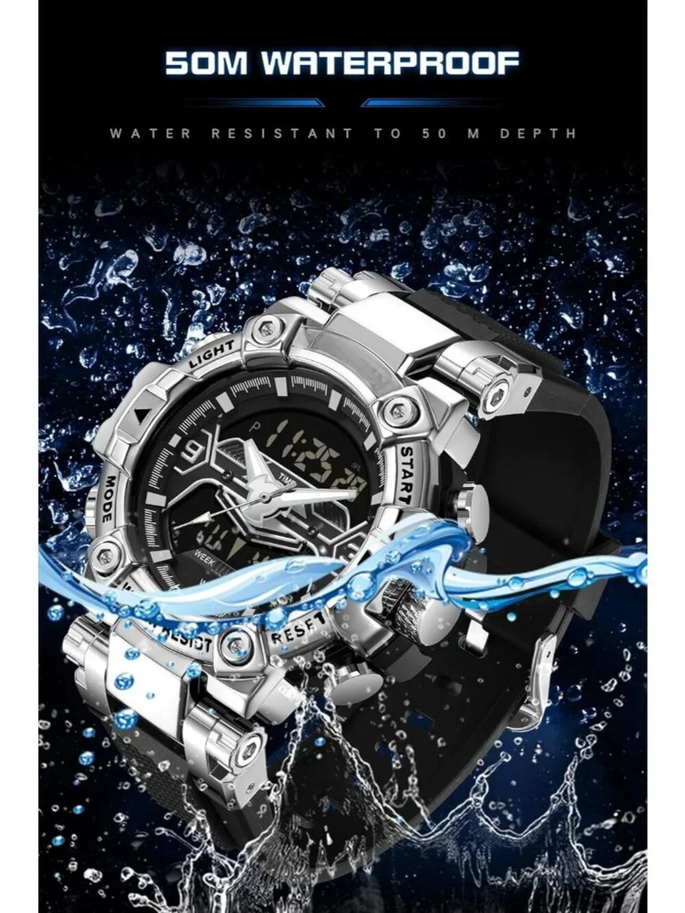 Men's Silver Analog Quartz Cool Designer Hombres Unique Electronics Duty Watch